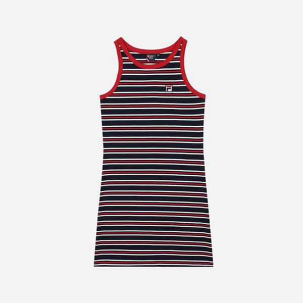 Vestidos Fila Mujer Azul Marino / Rojas - Striped - España 617350ADQ